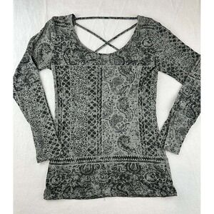Earth Yoga Boho Paisley Yoga Top Womens M Criss Cross Back